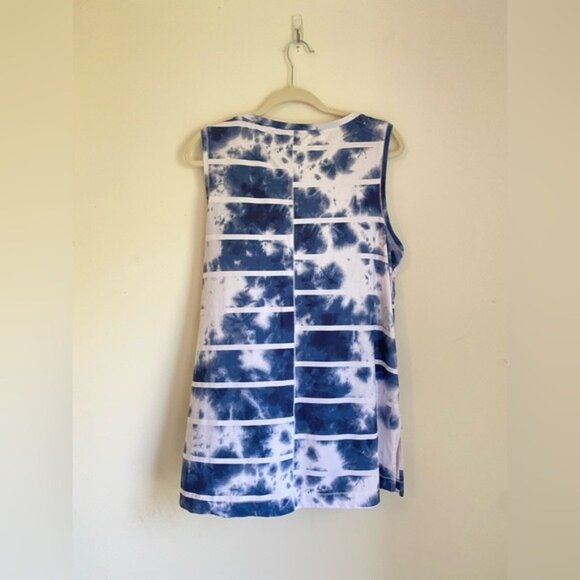 New Directions Studio Blue & White Tie-Dye Sleeveless Tank Top Size XL - Picture 2 of 7